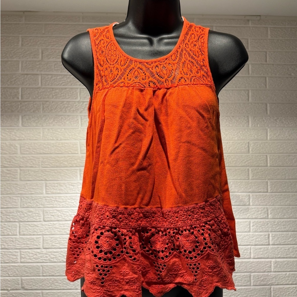 Jolt‎ Vibrant Orange Lace Tank Top